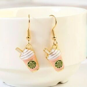 Starbucks Style Pink Drink Earrings